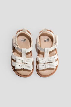 H&M Appliqu&eacute;d Strappy Sandals in White at Nordstrom, Size 5.5