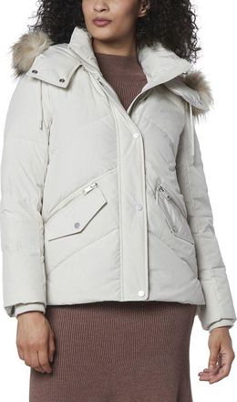 Andrew Marc Womens Daphne Quilted Soft Matte Shell With Mixed Quilted Down Puffer