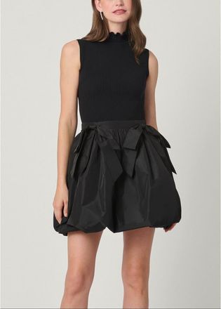 Shoshanna Midnight Brandy Taffeta Knit Combo Dress in Jet at Nordstrom, Size X-Small