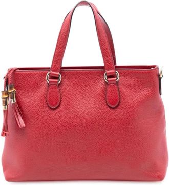 Gucci Pre-owned Handbags, female, Red, Size: ONE SIZE Pre-owned Leather Top Handle Bag