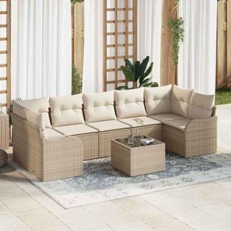 vidaXL Vidaxl - Conjunto De Sof&aacute; De Jard&iacute;n 8 Pcs Beige 55 X 55 X 37 Cm