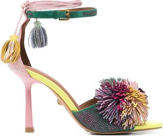 Kurt Geiger Pom Pom Ankle Tie Sandal Suede Leather