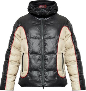 Diesel W-Ostend Hooded Puffer Jacket - Heren - Winterjassen - Zwart - L - Leer - Jassen