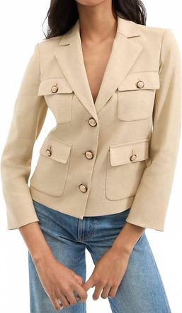 Veronica Beard Schuyler Flap-Pocket Jacket In Stone Khaki