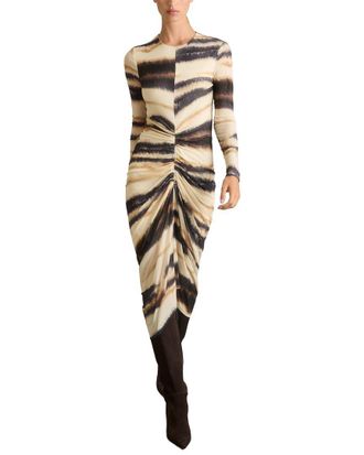 Reiss Georgia Printed Ruched Wool-Blend Dress