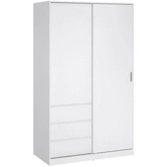 Dmora Dmora - Guardaroba 2 ante Clemence, Mobile camera da letto, Cabina armadio portabiti, Armadio appendiabiti, 119x60 h200 cm, Bianco lucido