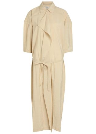 Christophe Lemaire Belted Brushed Silk-blend Midi Shirt Dress - Beige - 38 (UK10 / S)