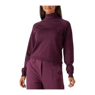 Summum Rode Coltrui met Lurex Breisel - Dames - Coltruien - Paars - L - Wol - Truien & Vesten