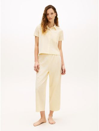 Tommy Hilfiger Womens Cropped Shirt & Pant Sleep Set - Metals - XL