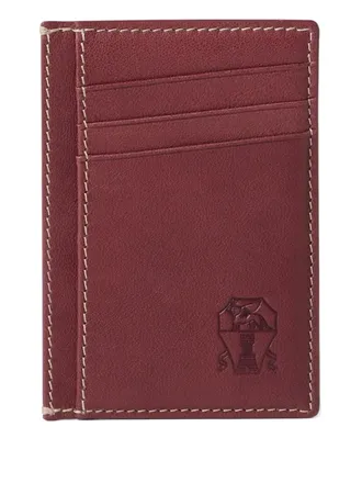 Brunello Cucinelli debossed-logo cardholder - men - Leather - One Size - Red