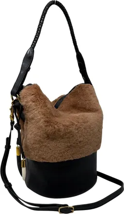 Kempton & Co. Shearling Richmond Bucket Bag In Caramel