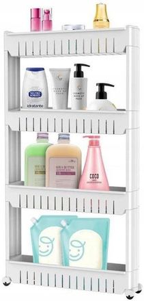 OEM Muebles M&oacute;viles Para Cocina Y Ba&ntilde;o Con Ruedas, Color Blanco, Estantes Estrechos, 4 Niveles