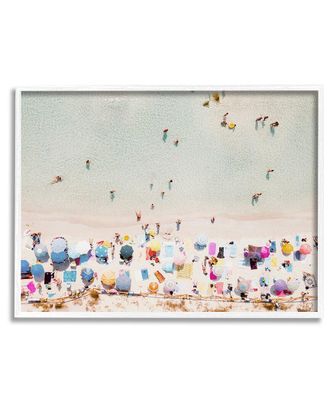 Stupell Industries Aerial Beach View People Swimming Framed Giclee Wall Art By Krista Broadway