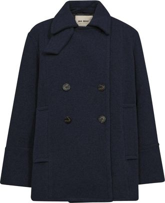 Mos Mosh Klassieke wollen jas in marineblauw - Dames - Mantel - Blauw - M - Wol - Jassen