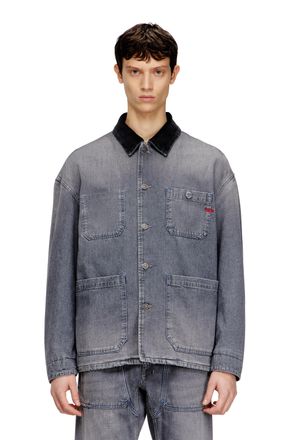 Diesel Utility-style denim jacket with contrasting collar - Denim Jackets - Unisex - Grey