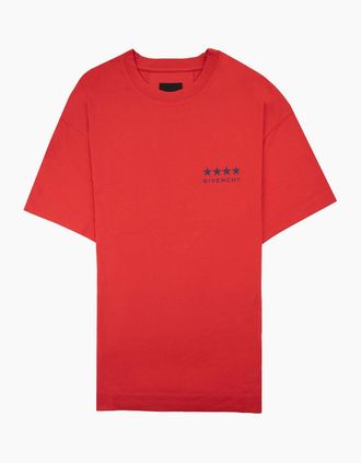 Givenchy Mens Givenchy 4g Stars Logo T Shirt Red 600 - Size: 40