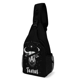 Generic Zodiac Taurus Unisex Shoulder Bags Casual Crossbody Chest Bag Sling Backpack for Hiking Cycling Travel