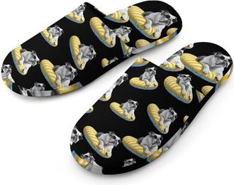 Generic Bulldog Swimming Mens Cozy Memory Foam Slippers Warm Cotton House Shoes Comfy Slipper for Indoor Outdoor