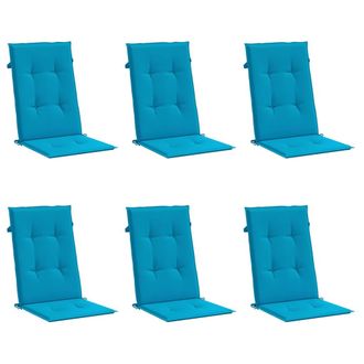 vidaXL Coj&iacute;n Silla De Jard&iacute;n Respaldo Alto 6 Uds Tela Azul 120x50x3 Cm Vidaxl