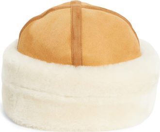 Toteme Plush Genuine Shearling Hat in Tan at Nordstrom, Size Medium