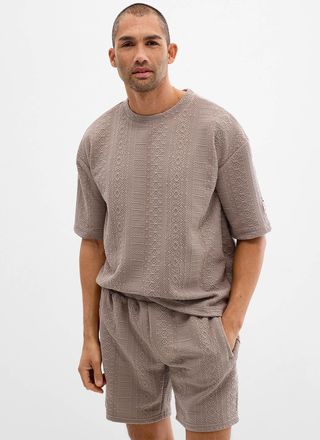 Le 31 Mens Embossed geo T-shirt