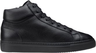 Doucal's Blue High-Top Textured Leather Sneakers