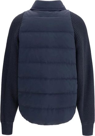 Brunello Cucinelli Quilted Hybrid Down Jacket - Navy