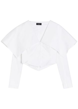 A.W.A.K.E Mode Oversized-collar Cropped Cotton-blend Jacket - White - 34 (UK6 / XS)