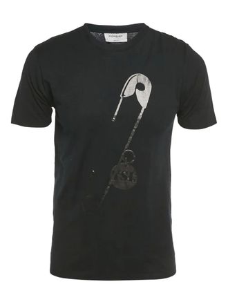 Saint Laurent paper clip print T-shirt - men - Cotton - S - Black
