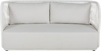 Maisons du monde Sof&aacute; de exterior de 2/3 plazas de fibra de poliolefina gris perlado y cuerda blanca