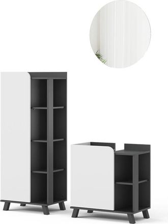 Vicco Conjunto De Muebles De Ba&ntilde;o Karen, Antracita/blanco, 3 Partes