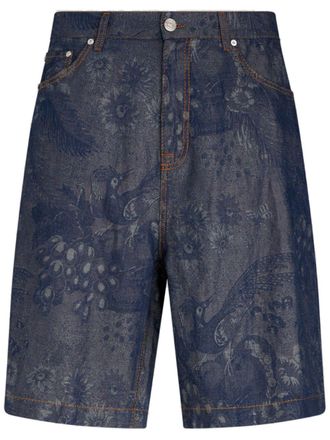 Etro jacquard denim bermuda shorts - Blue