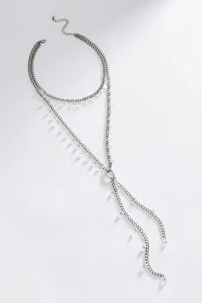 Anthropologie Crystal Drop Lariat Necklace
