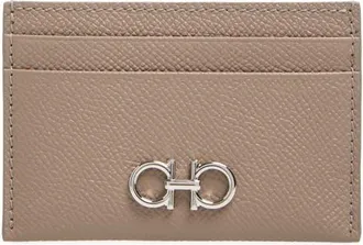 Ferragamo Double Gancio Leather Card Holder in Warm Taupe New Olive at Nordstrom