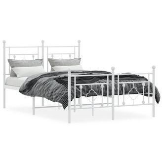 Berkfield Home Metal Bed Frame without Mattress with Footboard White 120x190cm | Size: 120x190 cm