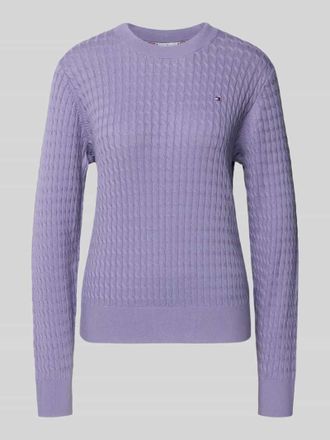Tommy Hilfiger Regular Fit Pullover mit Zopfmuster in Lavender, Größe XXL
