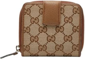 Gucci Pre-owned Wallets, female, Beige, Size: ONE SIZE Pre-owned Canvas Wallet
