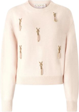 Genny tassel-embellished knitted top - Neutrals
