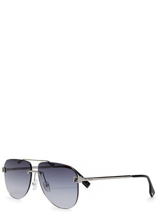 Fendi Sky Rimless Aviator-style Sunglasses - Black - One Size