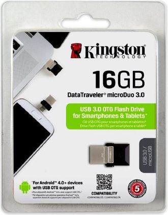Trade Shop Trade Shop - Kingston Pen Drive 16 Gb Con Attacco Usb 3.0/microusb Smartphone Tablet Duo-16gb
