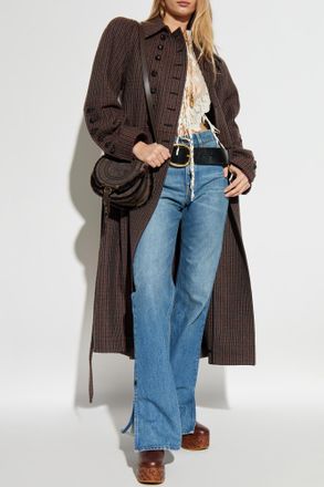 Chlo&eacute; Plaid-patterned Coat, Womens, Brown
