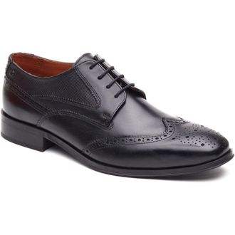 Base London Steeple Brogue Leather Mens Black Brogues Shoes - Size UK 10