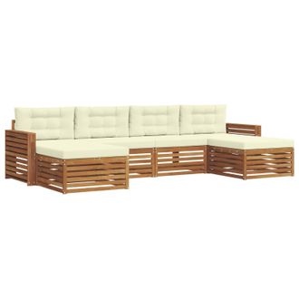 vidaXL Juegos De Sof&aacute;s 6 Pcs Natural Y Crema Madera De Acacia S&oacute;lida Vidaxl
