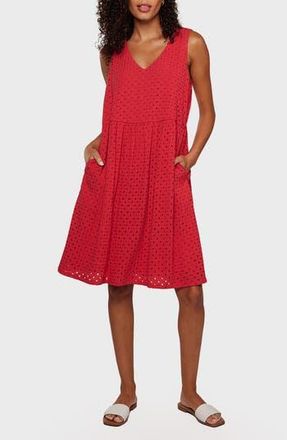 Matty M Lia V-Neck Sleeveless Eyelet Midi Sundress in Cherry at Nordstrom Rack, Size X-Small
