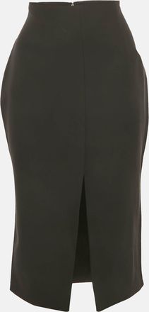 Versace Black Silk Front Slit Detail Pencil Skirt