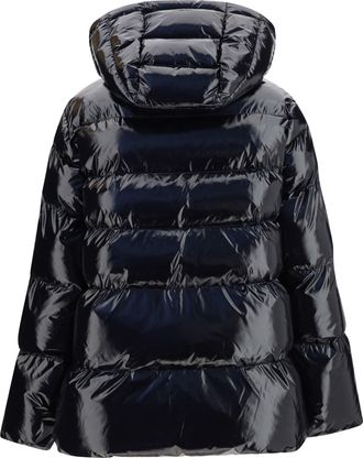 Pinko Womens Hooded Eleodoro Down Jacket Nero Limousine Coat