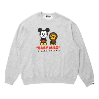 A Bathing Ape x Disney Mickey Mouse Baby Milo Relaxed Fit Crewneck Grey 0ZXSWMX90113R-GRY