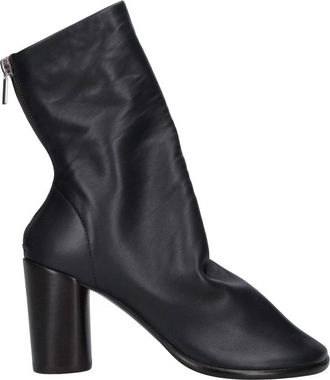 Christophe Lemaire Glove Black Square Toe Zip Leather Boots