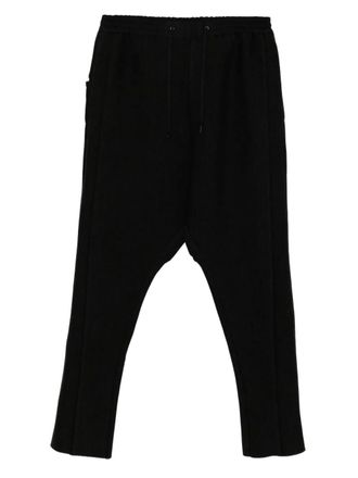 Devoa panelled drop-crotch trousers - men - Polyester/Bamboo/Polyester/Wool - 4 - Black