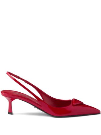 Prada 55 mm slingback pumps met triangel-logo - Rood